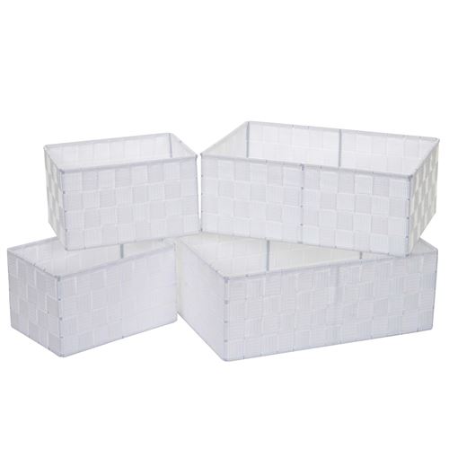 Set de 4 paniers de rangement MENDLER HWC-C37 blanc