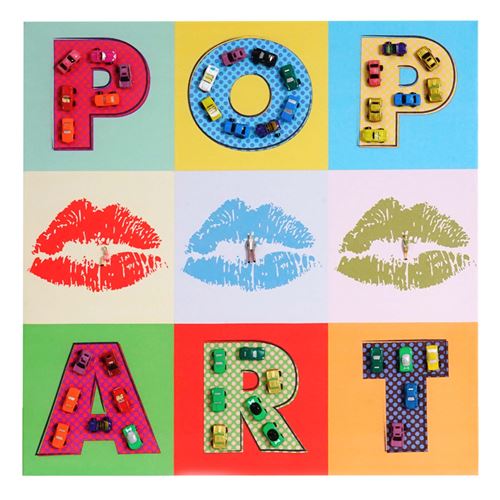 Tableau pop art en 3d voitures toile de d&eacute;coration murale xl - 60x60cm