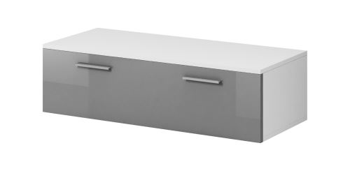 e-Com - Meuble TV Armoire tele Table television BOSTON - 100 cm - Blanc / Gris