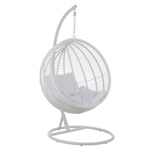 Fauteuil suspendu ext&eacute;rieur en m&eacute;tal blanc