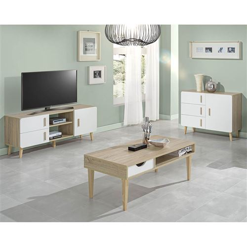 ANEBY - Ensemble Salon avec Buffet 1 Porte Effet Bois