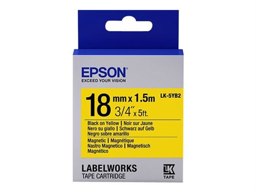 Epson LabelWorks LK-5YB2 - Noir sur blanc - Rouleau (1,8 cm x 1,5 m) 1 rouleau(x) étiquettes magnétiques - pour LabelWorks LW-K400, LW-K400VP, LW-Z700FK