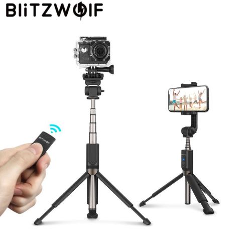 BlitzWolf BW-BS5 Stick Tripod Bluetooth - Perche À Selfie - Noir