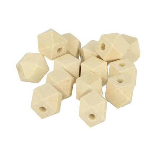 Perles bois - Lucy - Polygonale - 12mm - 14 pièces