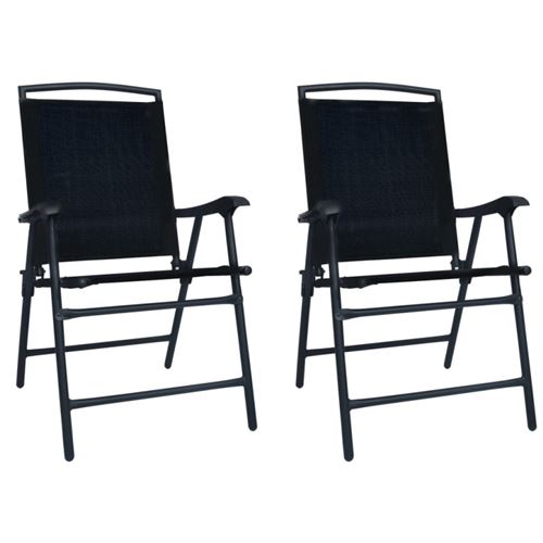 Vidaxl Noir Chaises De Jardin Pliables - Lot De 2 - Textilène - Image 3