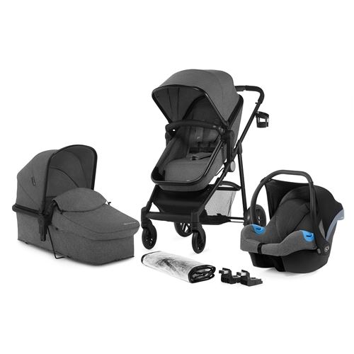 Kinderkraft Poussette 3 en 1 multifonctions JULI, Nacelle, Poussette, Siège-auto et accessoires - Coloris : Gris
