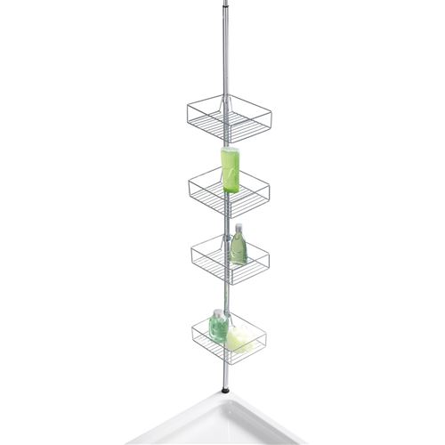 Wenko - Etagère de douche extensible Domaso - L. 25 x H. 65/275 cm - Argent