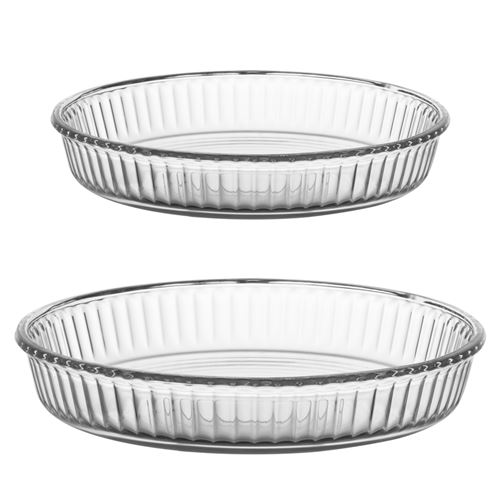 Lot de 2 plats à tartes 26+32 cm - Pasabahce - Transparent - Verre