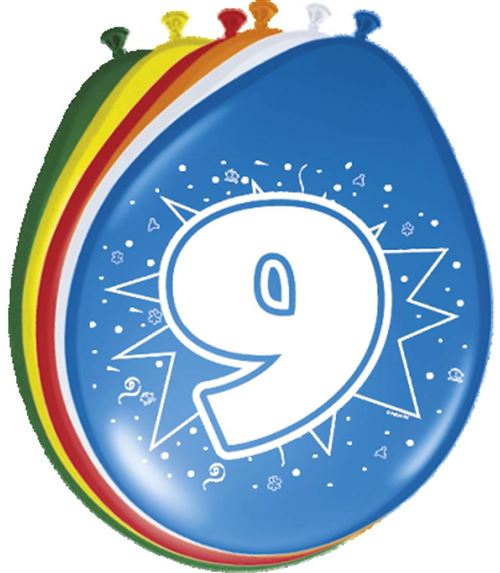Folat 8 ballons d'anniversaire Chiffre 9 Multicolore