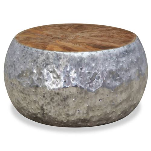 vidaXL Table basse Aluminium Teck 60 x 60 x 30 cm