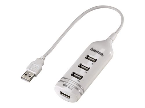 Hama 39788 Hub 4 ports USB 2.0 Alimentation USB blanc