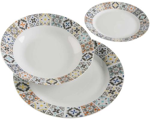 Versa - Service assiettes en céramique Carreaux de ciment