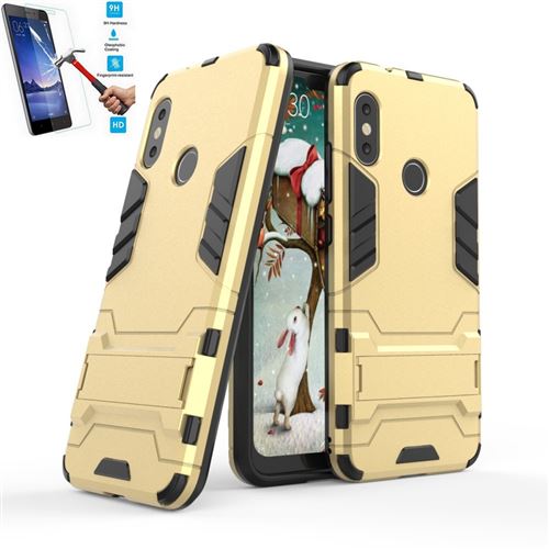 Xiaomi Mi A2 Lite / Redmi 6 Pro Anti Choc Gold Avec Film Verre Trempé Coque Housse Etui Antichoc Doré Or hfs-house®