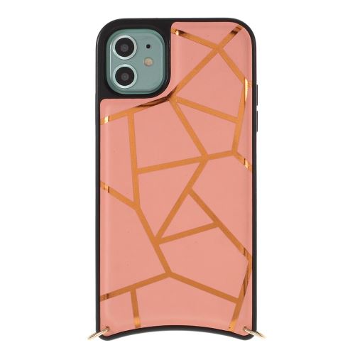 Coque en TPU anti-chute mutural avec sangle rose vif pour votre Apple iPhone 11 Pro Max 6.5 pouces