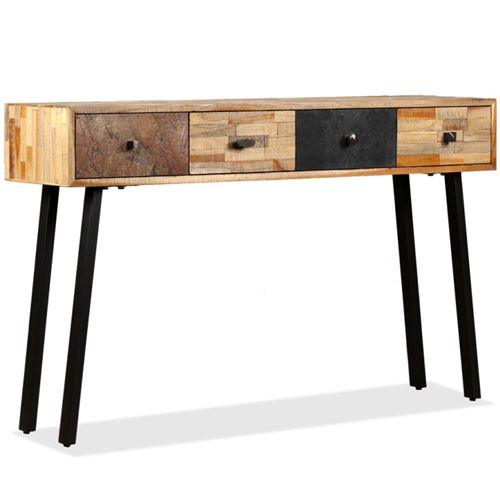 vidaXL Table console Teck massif de récupération 120 x 30 x 76 cm