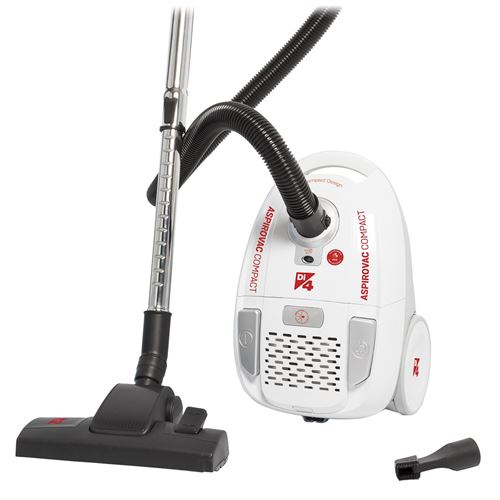 Di4 aspirovac Compact – Aspirateur compact avec sac, 2 l, 800 W, couleur blanc et argent