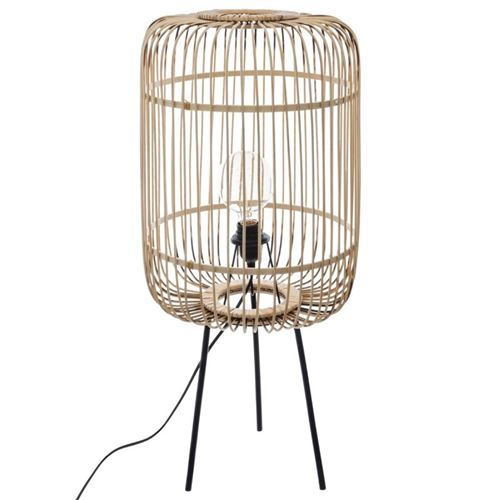 Lampadaire design bohème en bambou Eads - H. 73 cm - Noir
