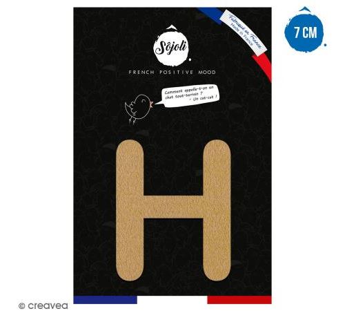 Lettre H en bois à décorer - 7 cm - Collection Alphabet arrondi