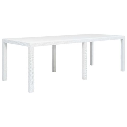 Vidaxl Blanc Table De Jardin 220X90x72 Cm Plastique Aspect De Rotin