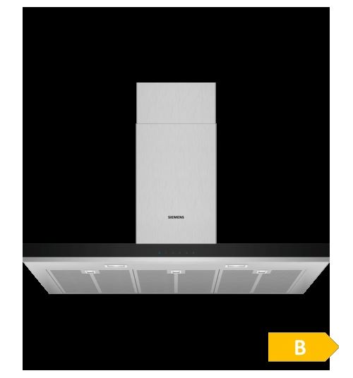 Siemens iQ300 LC97BHM50 - Hotte - hotte décorative - largeur : 90 cm - profondeur : 50 cm - extraction et recirculation (avec kit de recirculation supplémentaire) - acier inoxydable