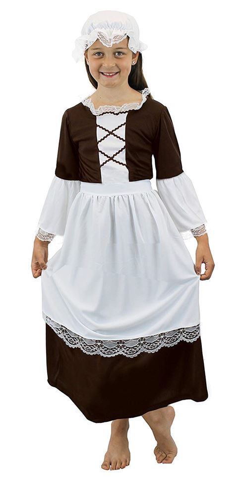 Déguisement de petite femme de ménage pauvre du temps de la renaissance pour enfant. Ideal pour les fêtes de fin d'école. ( Small )
