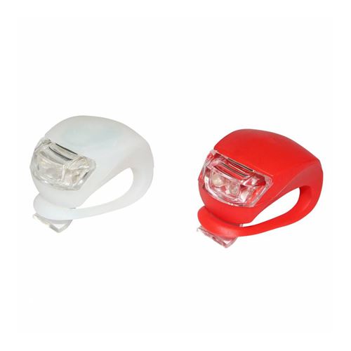 Eclairage velo a pile kit sur cintre-tige de selle p2r silicon 2 leds Noir