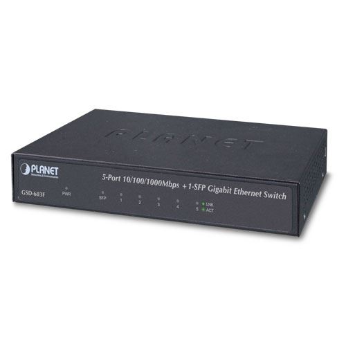 Planet gsd-603f non-géré gigabit ethernet (10 100 1000) noir commutateur réseau planet technology corp.