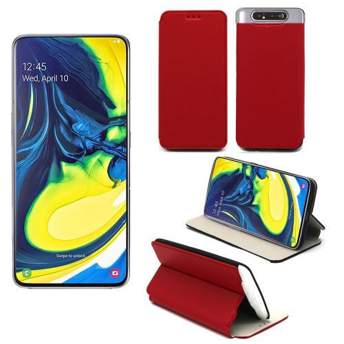 Housse Samsung Galaxy A80 rouge - Etui Coque Samsung Galaxy A80 Protection antichoc à rabat Smartphone 2019 - Accessoires Pochette Case XEPTIO