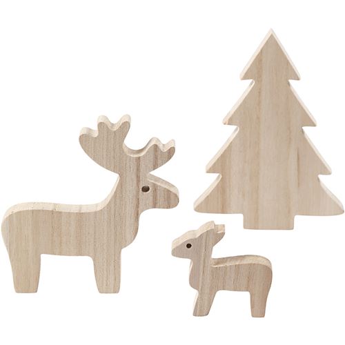 Creotime Renne avec arbre de Noël 6+12+15 cm x 1,5 cm