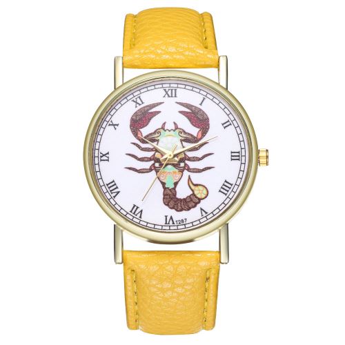Scorpion montre zodiac constellation regarder dames montre pour hommes tendance montre à quartz T287-Ajaune