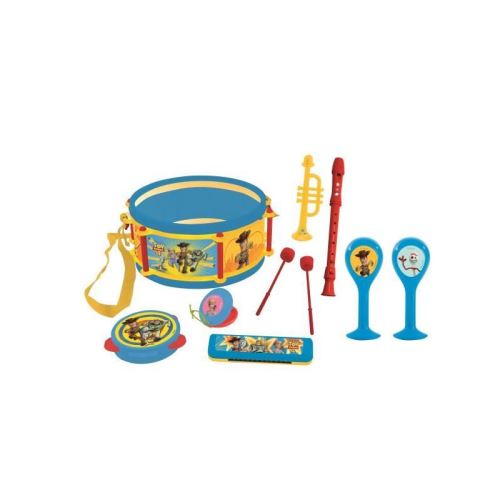 LEXIBOOK - TOY STORY 4 - Set de 7 Instruments de Musique - Tambour, Maracas, Castagnette, Harmonica, Flûte,