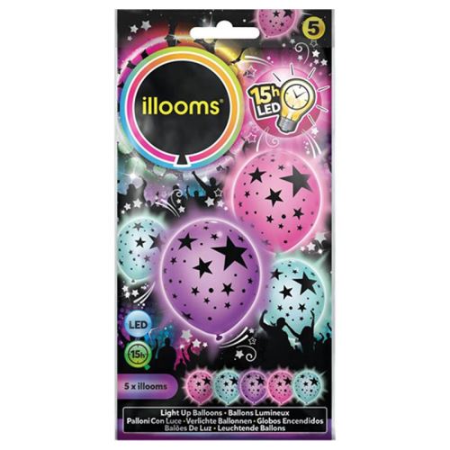 5 ballons à led etoiles 3 couleurs