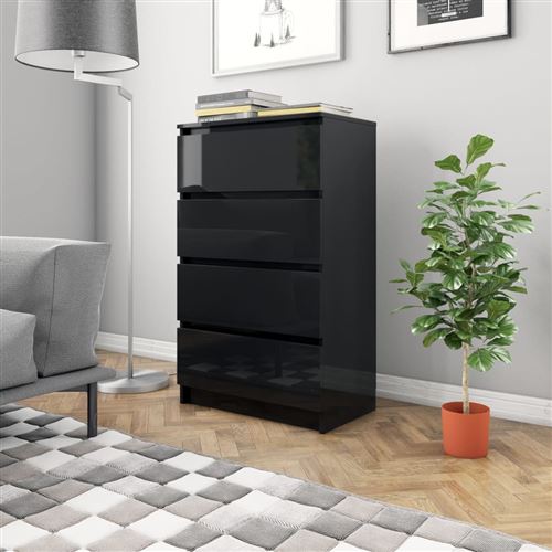 Buffet Noir brillant 70 x 40 x 97 cm Aggloméré