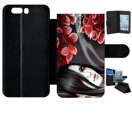 Etui À Rabat Huawei P10+ Plus Manga Geisha Gothique