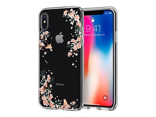 Spigen Liquid Crystal Blossom - Achterzijde behuizing voor mobiele telefoon - thermoplastic polyurethaan (TPU) - natuur - voor Apple iPhone X