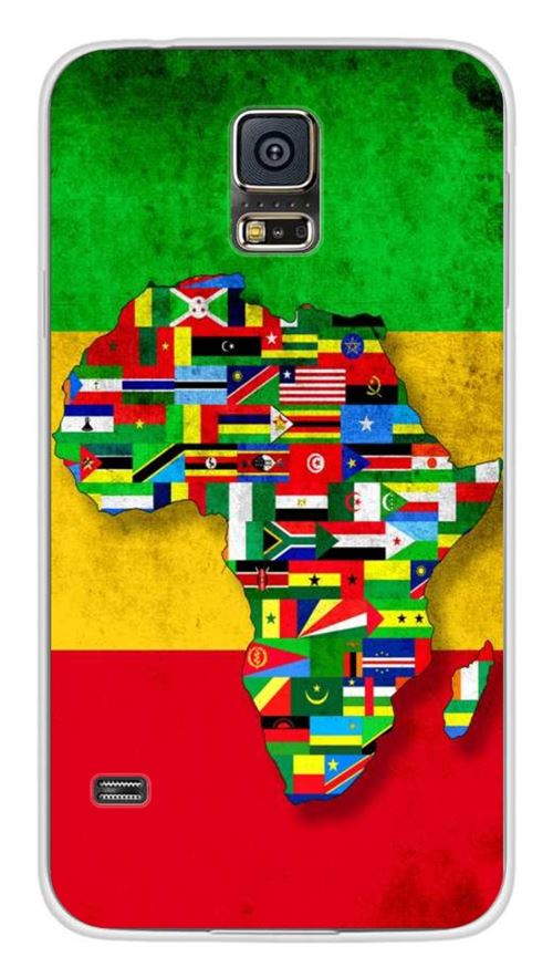 Coque en silicone imprimée compatible Samsung Galaxy S5 Drapeau Africa Unite