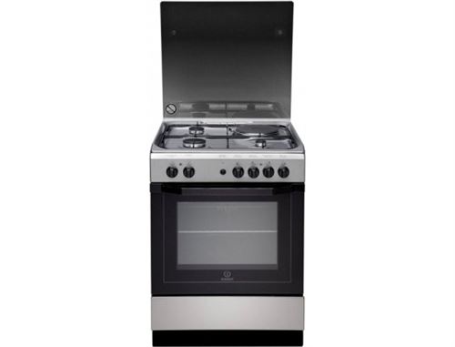 Indesit Full Glass I6M6CAG(X)/FR - Cuisinière - pose libre - largeur : 60 cm - profondeur : 60 cm - hauteur : 85 cm - avec système auto-nettoyant - classe A - acier inoxydable
