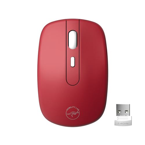 MOBILITY LAB - Souris sans fil RUBBA 2.4Ghz pour MAC / WINDOWS (ROUGE)