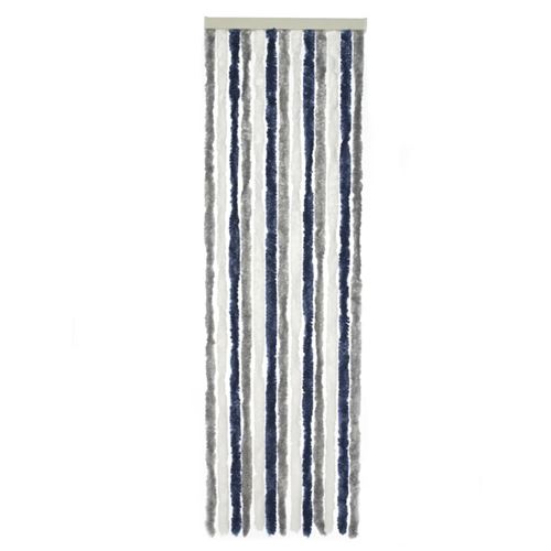Travellife Rideau de porte Chenille 185x56 cm Gris, blanc et bleu