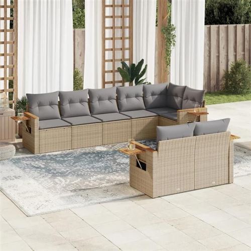 Non Communiqué Beige Vidaxl Salon De Jardin Avec Coussins 8 Pcs, Canapés De Terrasse, Ensemble De Meubles De Patio, Mobilier D'extérieur, 3226990