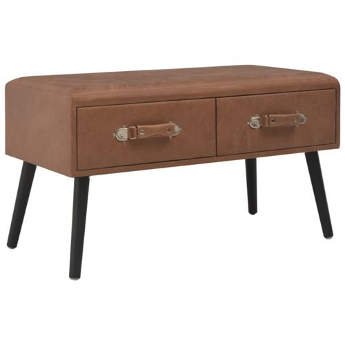 vidaXL Banc avec tiroirs 80 cm Marron foncé Similicuir