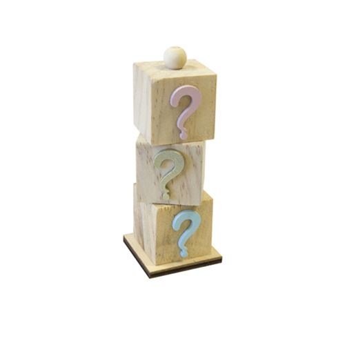 déco cubes bois empilés gender reveal 12.5x4.5cm - Coloris : Gris - DEK0741
