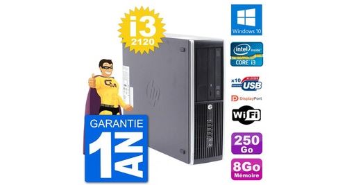 Pc hp compaq pro 6300 sff intel i3-2120 ram 8go disque dur 250go windows 10 wifi