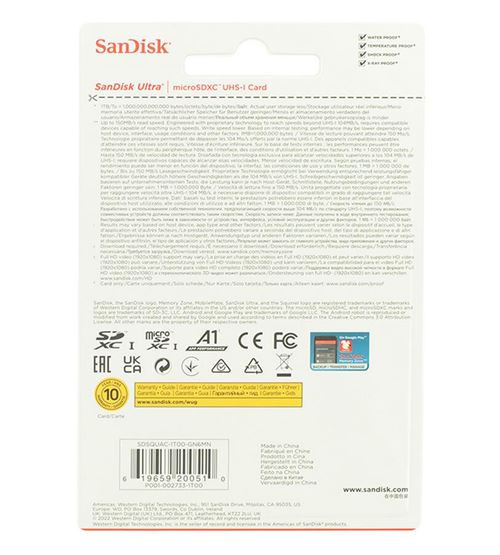 Carte mémoire Micro SDXC SanDisk 1To Ultra UHS-I Carte vitesse