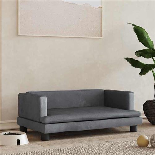 vidaXL Lit pour chien gris foncé 80x45x30 cm velours