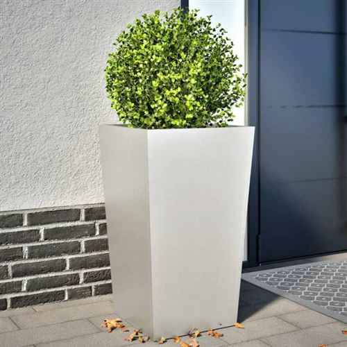 Non Communiqué Blanc Vidaxl Jardinières 2 Pcs 45X45x75 Cm Acier Inoxydable, Jardinière D'extérieur, Boîte À Fleurs, Boîte De Jardin, Jardinière 851103