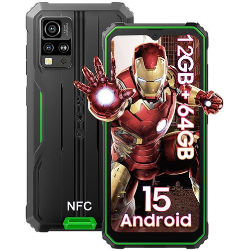 Blackview BV4800 SE Smartphone Incassable Android 15 6.56,5100mAh,12Go+64Go/2To,16MP+8MP, Dual SIM NFC Face ID - Vert