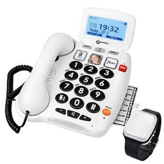 Téléphone Senior 40 dB avec Bracelet SOS et Détection de Chute Geemarc Blanc - 1