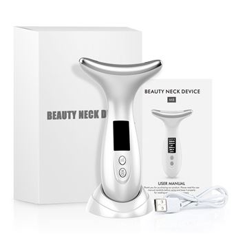 Appareil de massage facial anti-rides à LED 7 couleurs - Effet liftant visage & cou - Blanc - 1
