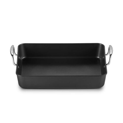 Non Communiqué Noir Le Creuset Plat À Rôtir Rectangulaire Anti-Adhérent Les Forgées 35 X 27 Cm